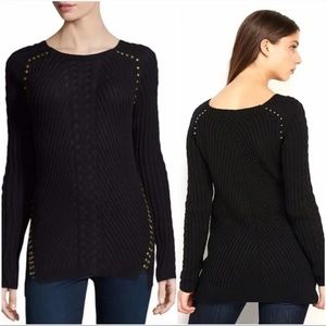 Philosophy Studded Cable Knit Sweater High Low Women’s Size Large Chunky‎ Blue